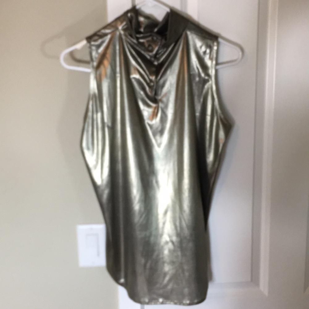 Vintage 70’s Metallic Silver Tank Women’s Sz M Top - Picture 1 of 8